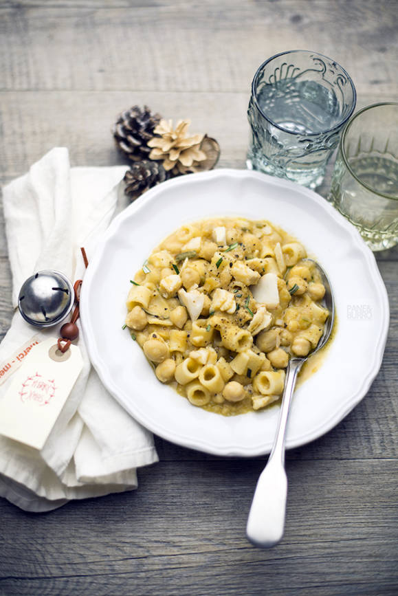 Minestra pasta ceci e baccalà