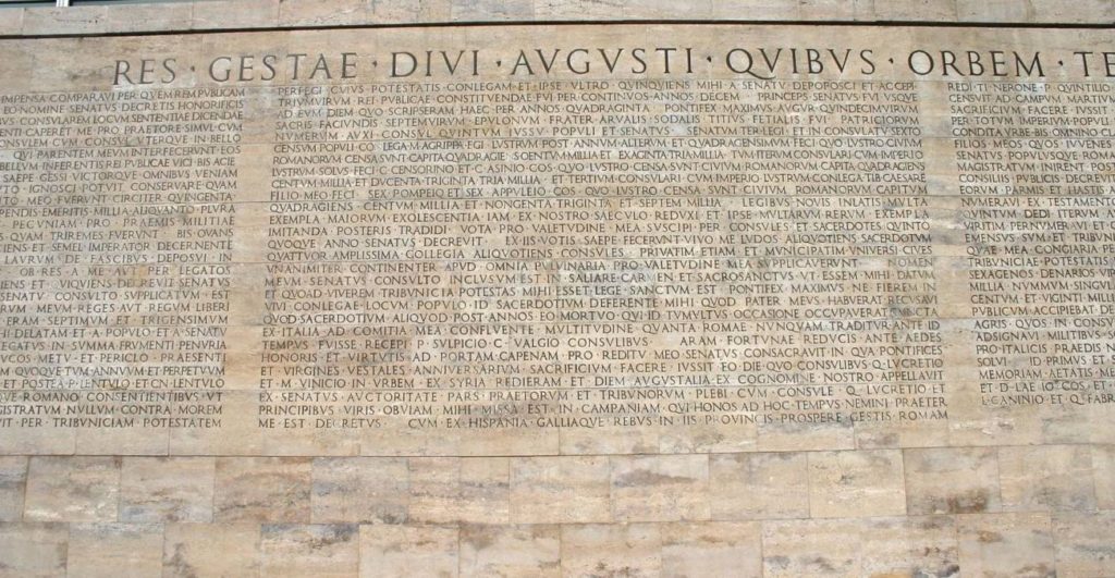 Res Gestae di Augusto all'Ara Pacis